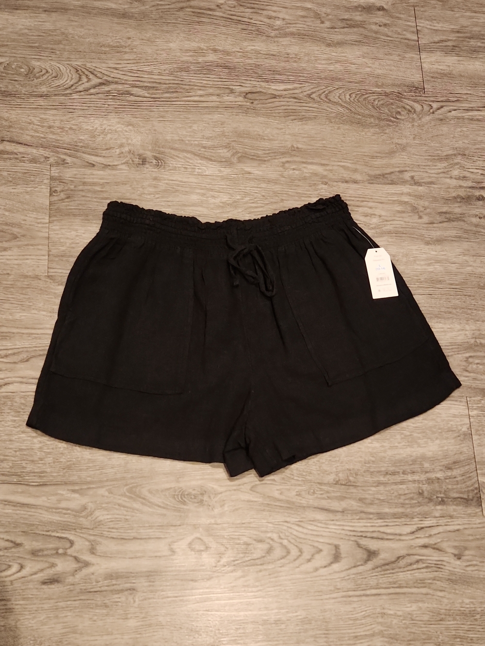 NWT- Women's Time And Tru Black Drawstring Casual Shorts- L (12/14)